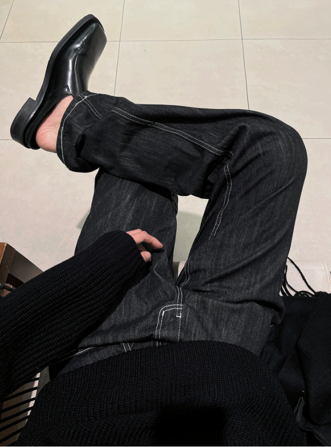 Liner Black Leather Mule