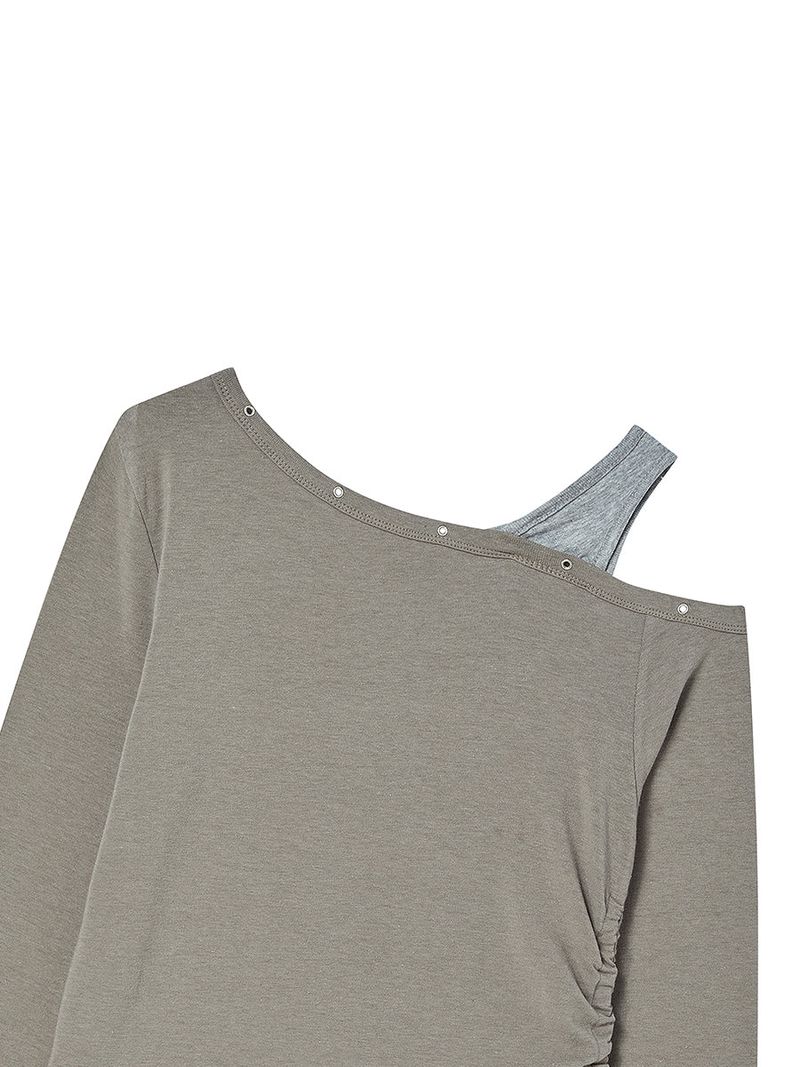 EYELET OFF SHOULDER L/S SAND