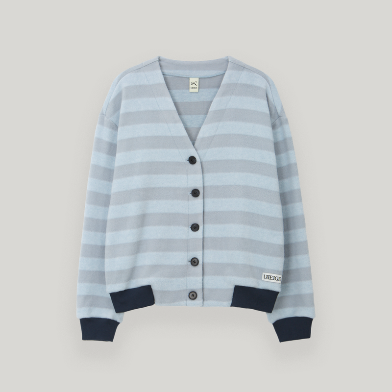 UBEIGE(ユーベイジ)の「Sky Blue Stripe Hairy Cardigan(Tops)」
