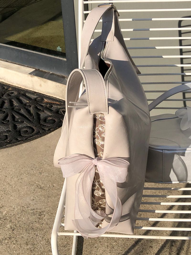 Pillow ribbon bag_warm grey