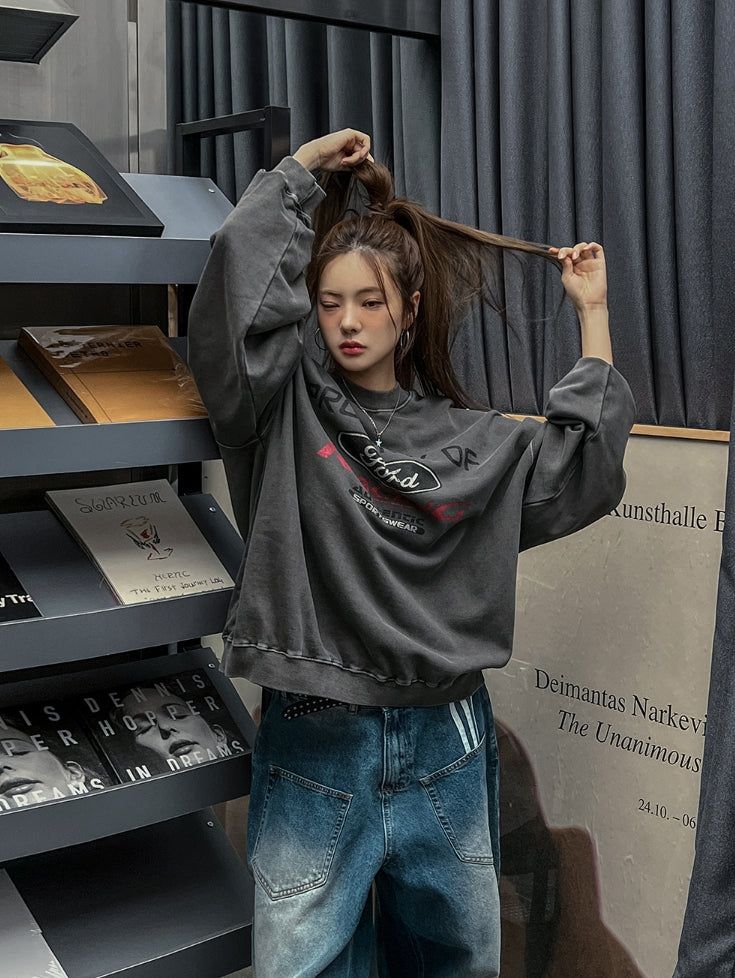 Ford washing oversized printed sweatshirt