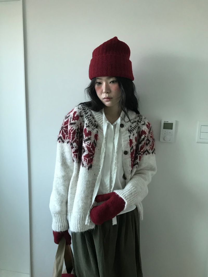 Roselle Heart Snowflake Cardigan (2color)