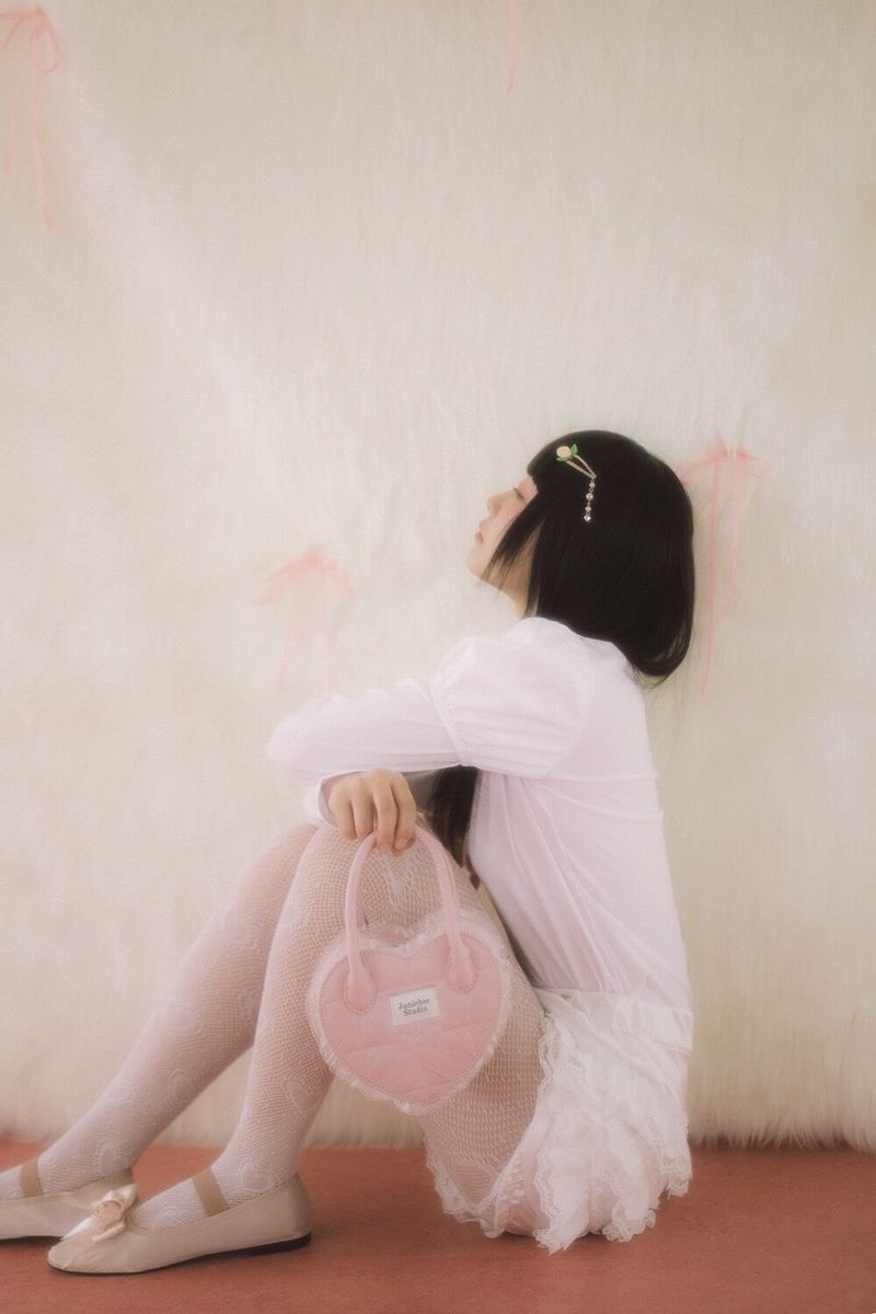Junie Lace Heart Bag ( Pink )