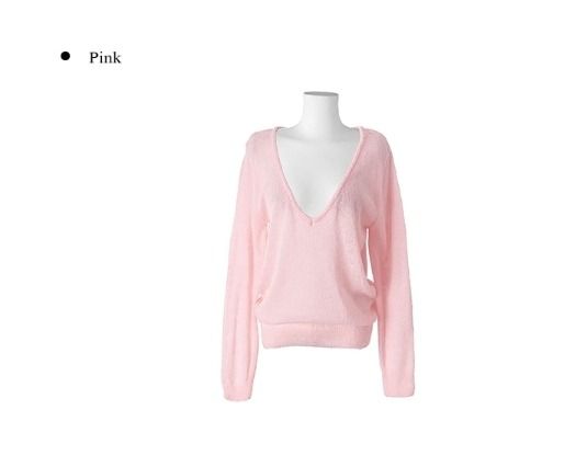 Oshi Mohair Loose-Fit Deep V-Neck Knit