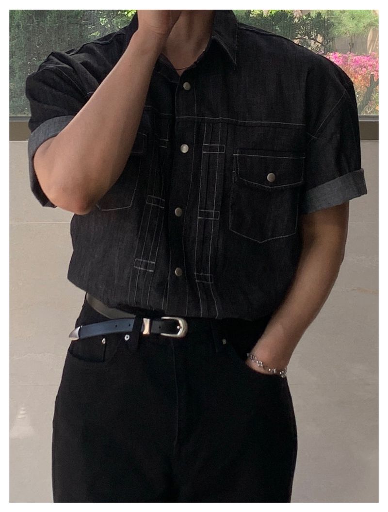 Mensfloor（メンズフロア）の「Radado Rivet Short Sleeve Denim Shirt（Tops）」