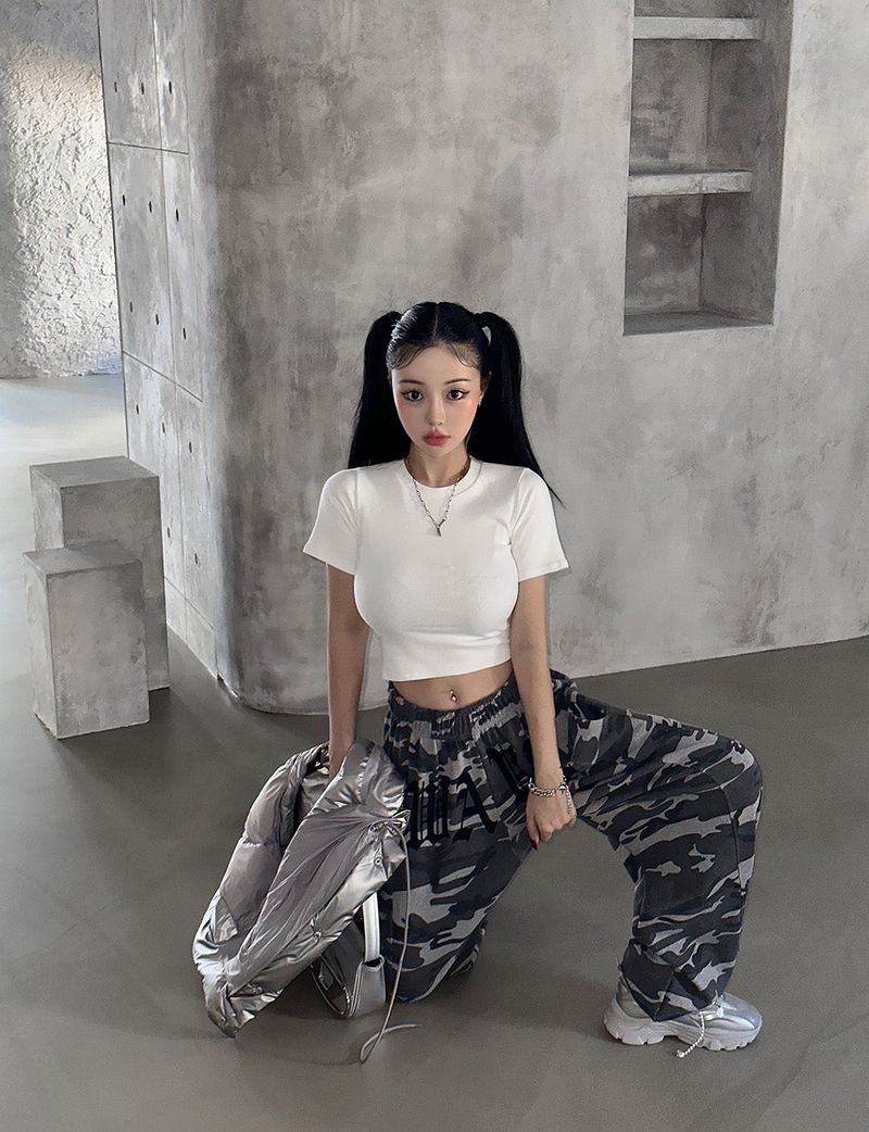 Camouflage Lettering Jogger Pants