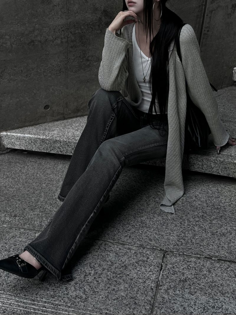 strap frey knit cardigan (2color)