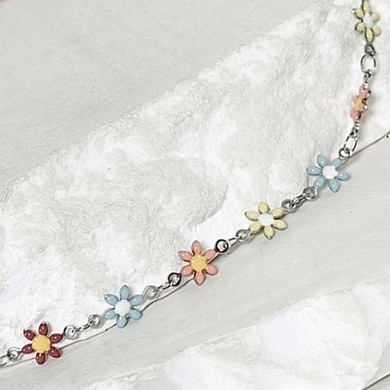 ss-Daisy flower motive array necklace_multi