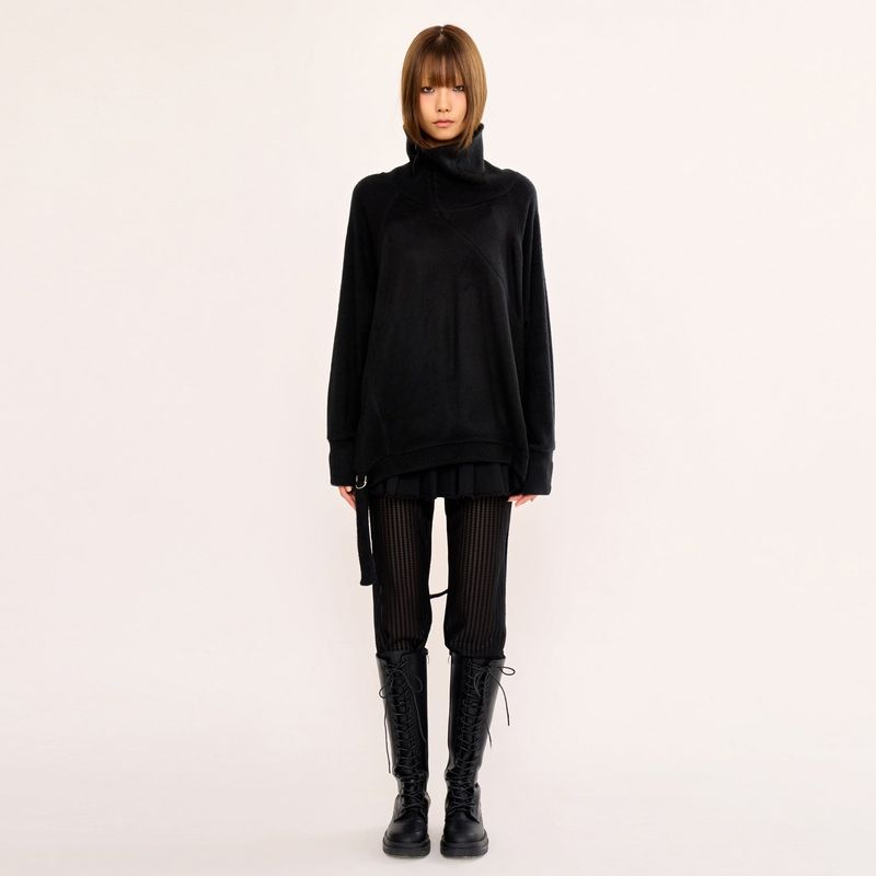 Hairy Zipslit Pullover - Black