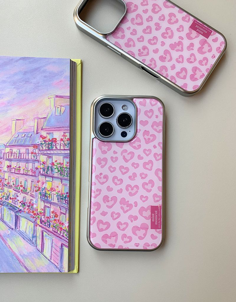 [MADE]スイートレオパード シルバーエポキシバンパー iPhoneケース