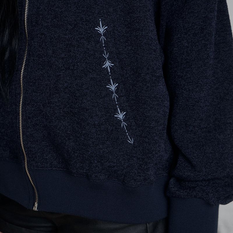 C HOODED KNIT ZIP-UP_NAVY