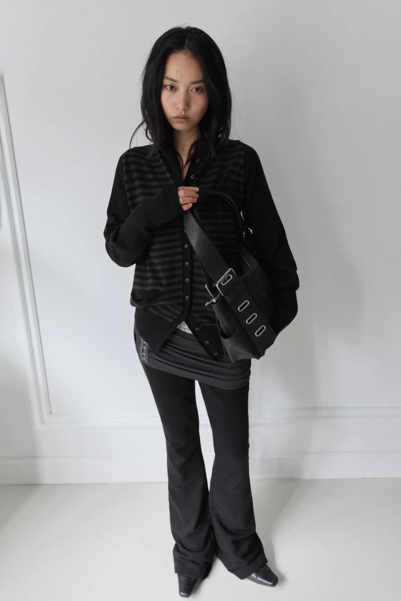26SS★ STRIPE HALTER WOOL KNIT CARDIGAN