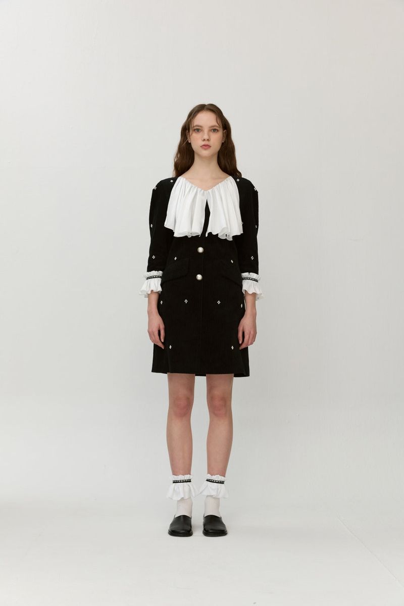Scarf corduroy dress