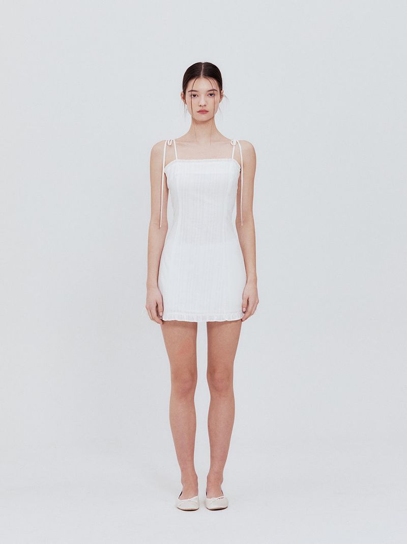 Lace frill mini dress (Ivory)