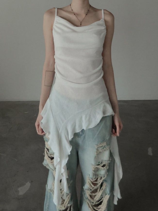 Risen Unbalance Frill Sleeveless