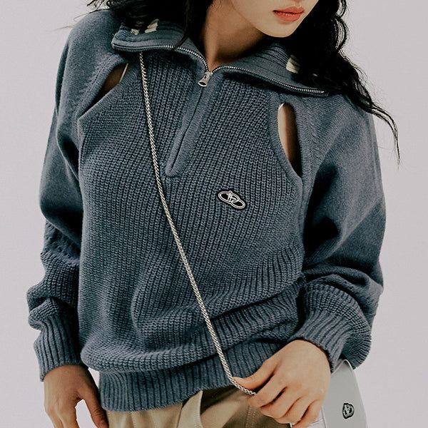SPORTY LINE KNIT HALF ZIP UP