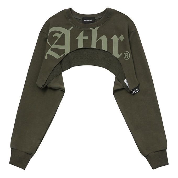 KHAKI ATHR MAXI CROP SWEATSHIRT
