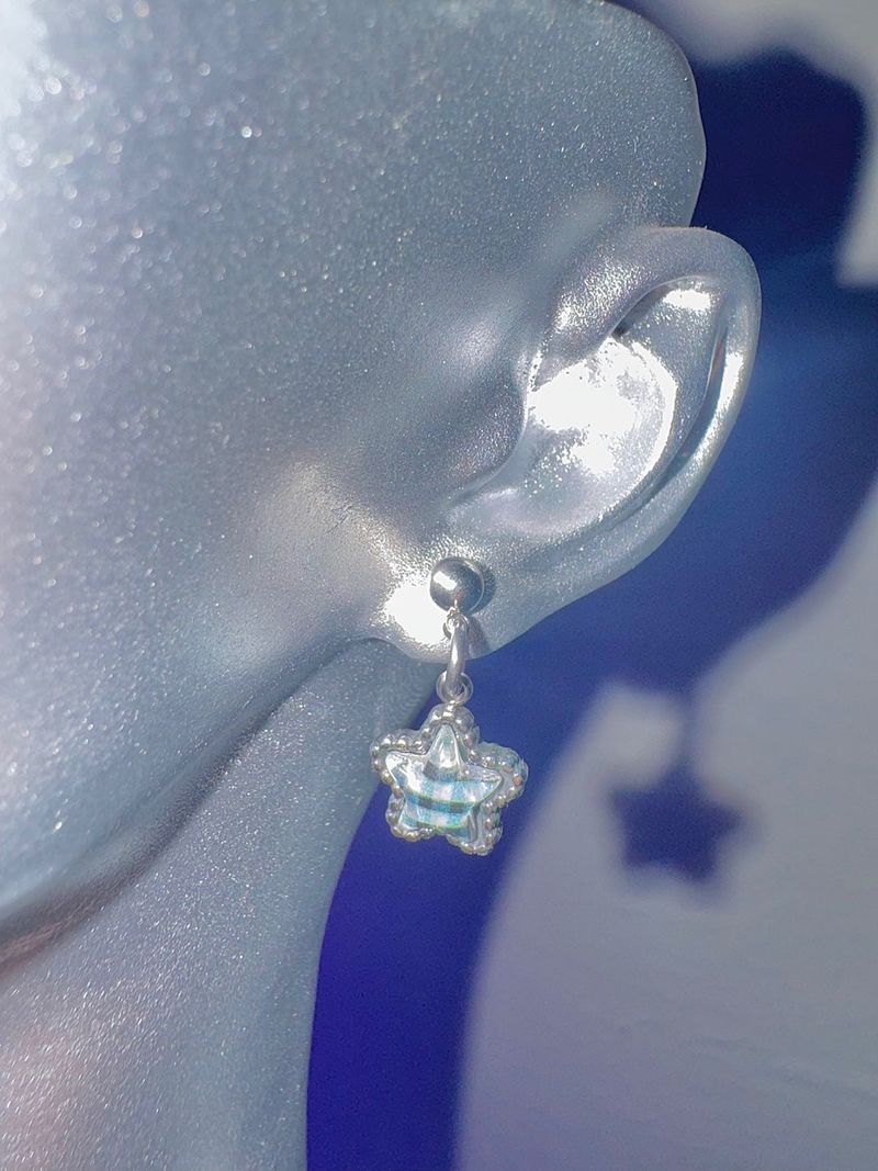 Black check star earring