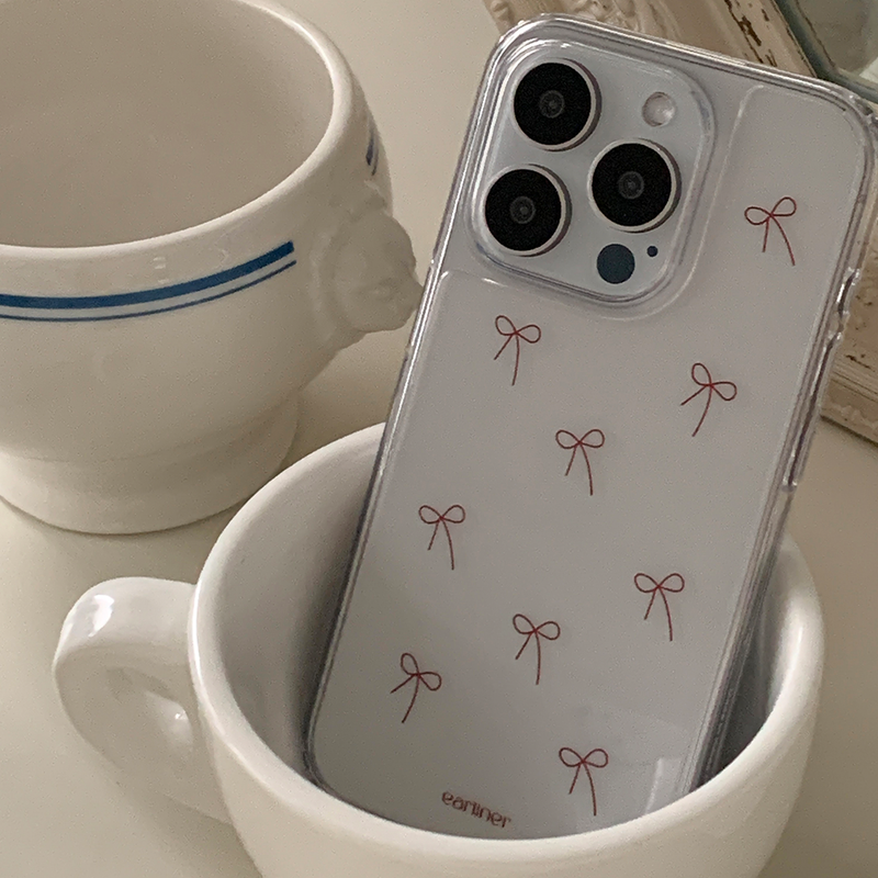 [made] red ribbon pattern jelly hard case