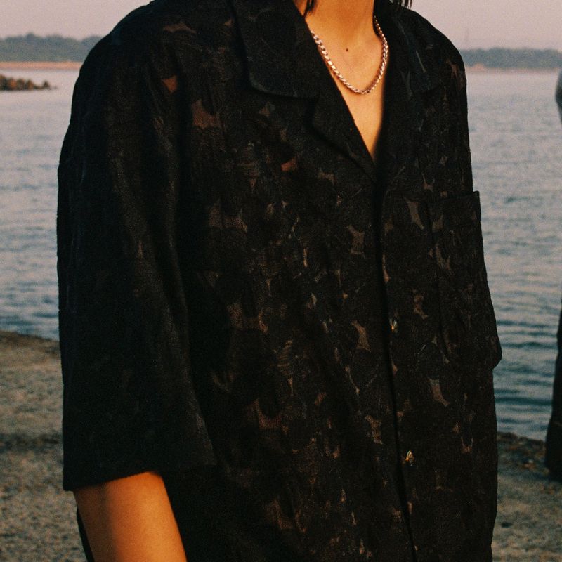 black floral shirt