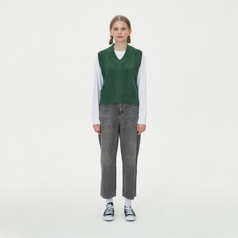 BLONDNINE（ブロンドナイン）の「CABLE KNIT VEST_GREEN（Tops）」