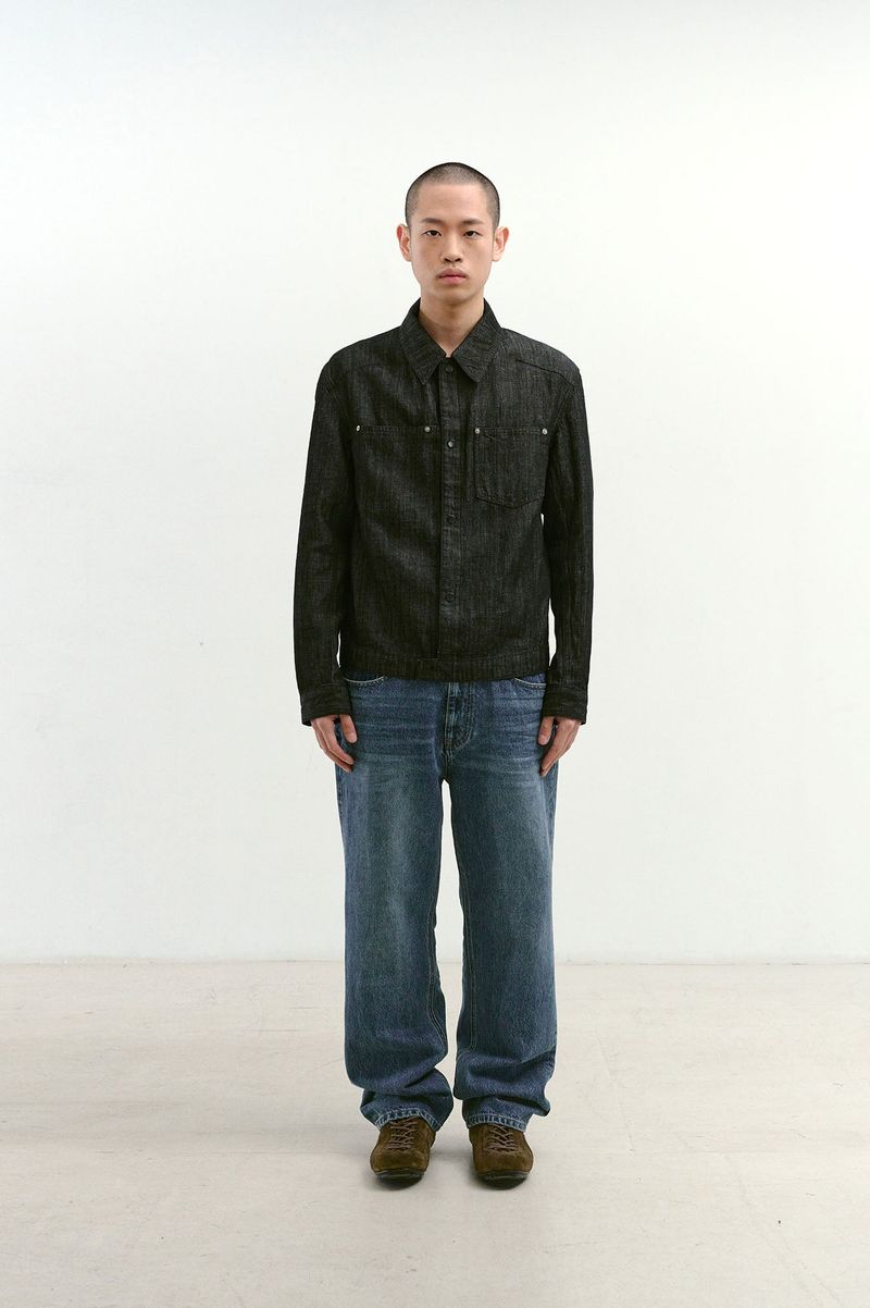Loose Fit Tapered Denim Pants (Washed Blue)