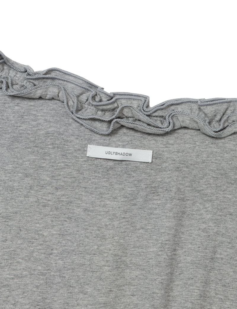 OFF-SHOULDER RUFFLE TOP(GREY)