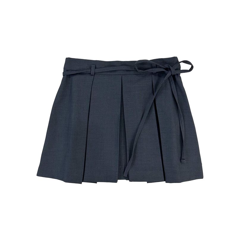 Tie pleated skirt