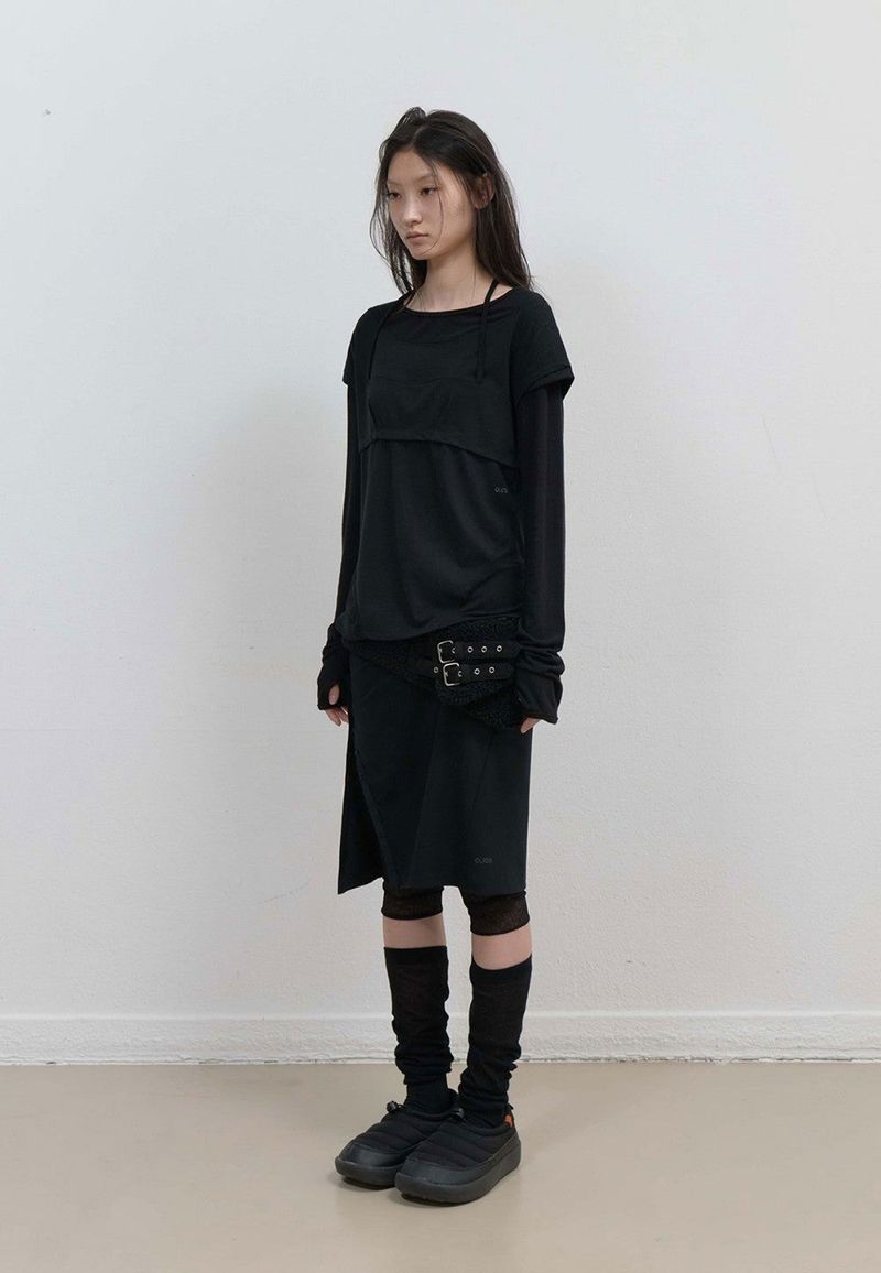 Halter Strap Long Sleeve / Black
