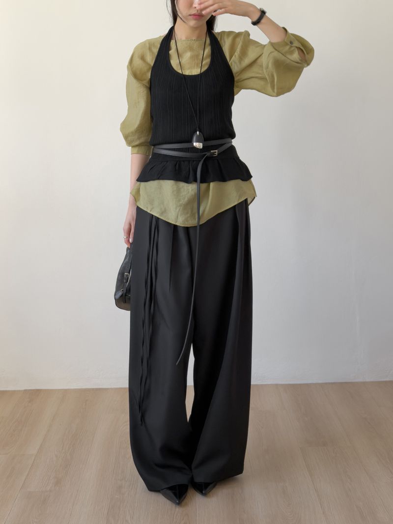 Tencel Two-Way Round Neck Blouse