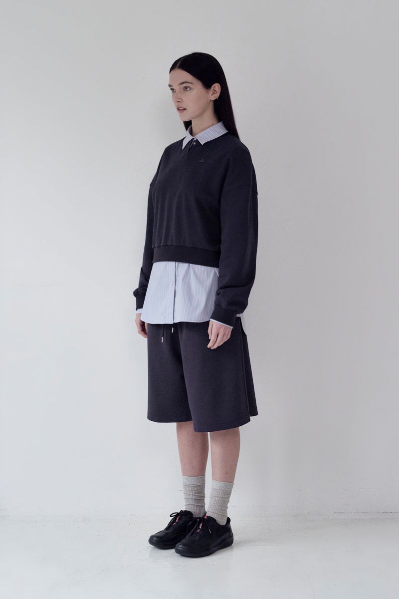 KIRSH PLAIN BUTTON POINT SWEATSHIRT [DARK NAVY]