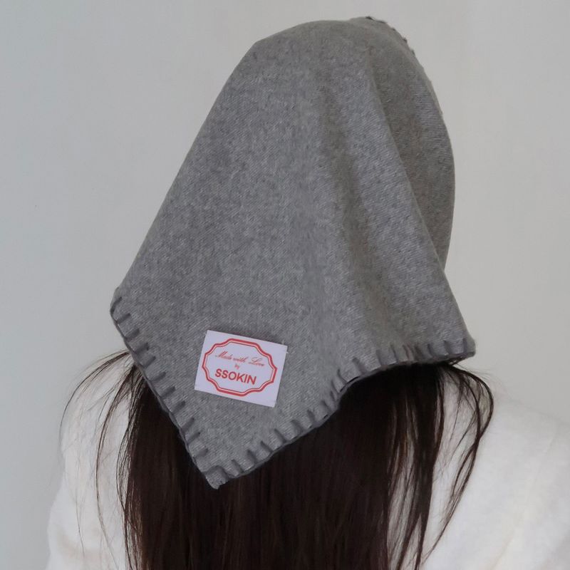 Wool Stitch Hair Scarf_Grey