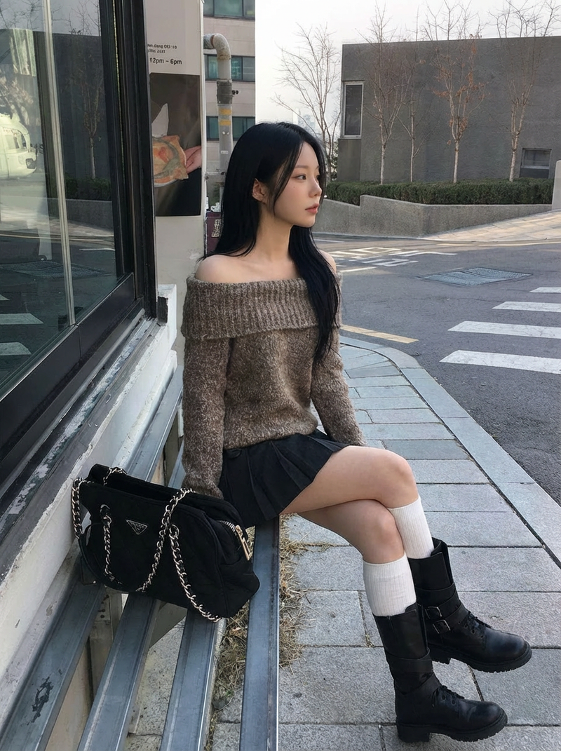 Wool pleated skirt