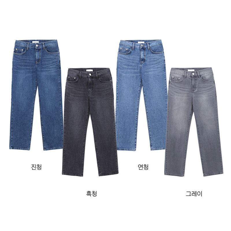 LMN Bow Semi-Wide Denim Pants (4 colors)