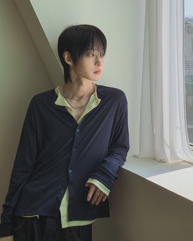 1+1 Daily Ribbed Round Cardigan