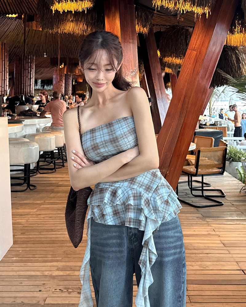 MAYBINS(メイビンス)の「Revue check ruffle top(Tops)」
