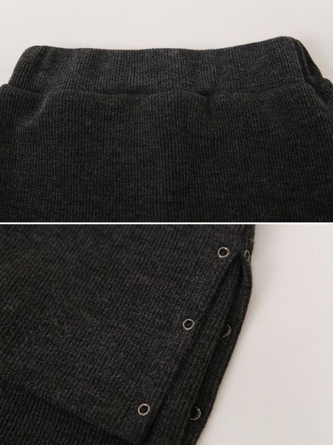 Slit Layered Knit Skirt Pants (2color)
