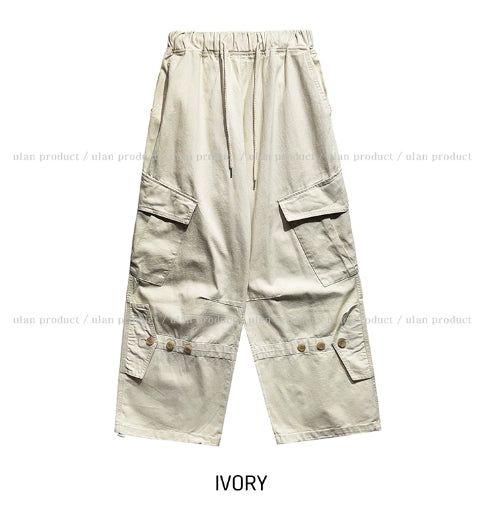 Woodin Diagonal Pocket Button Two-Way Cargo Pants