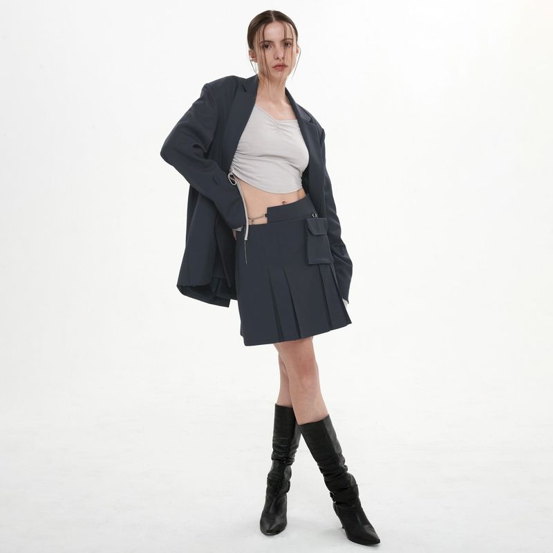 SLEEVE STRAP OVER FIT JACKET(BLUE GRAY)