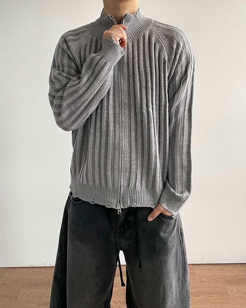 Frame Damage Knit Zip-up