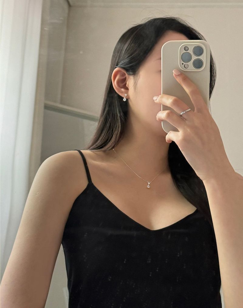 [silver 925] mini cubic earrings and necklace set