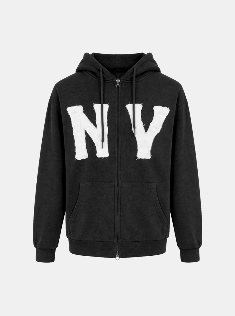 NY Lettering Cotton Hood Zip-up