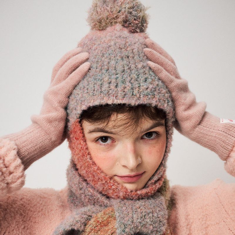 BOUCLE BALACLAVA MUFFLER, RAINBOW