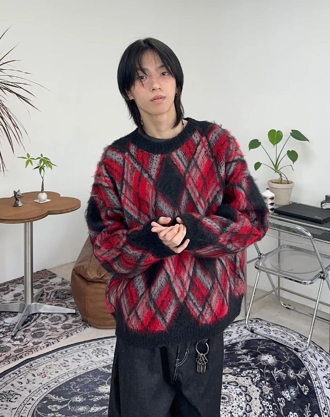 Laken faded argyle knit