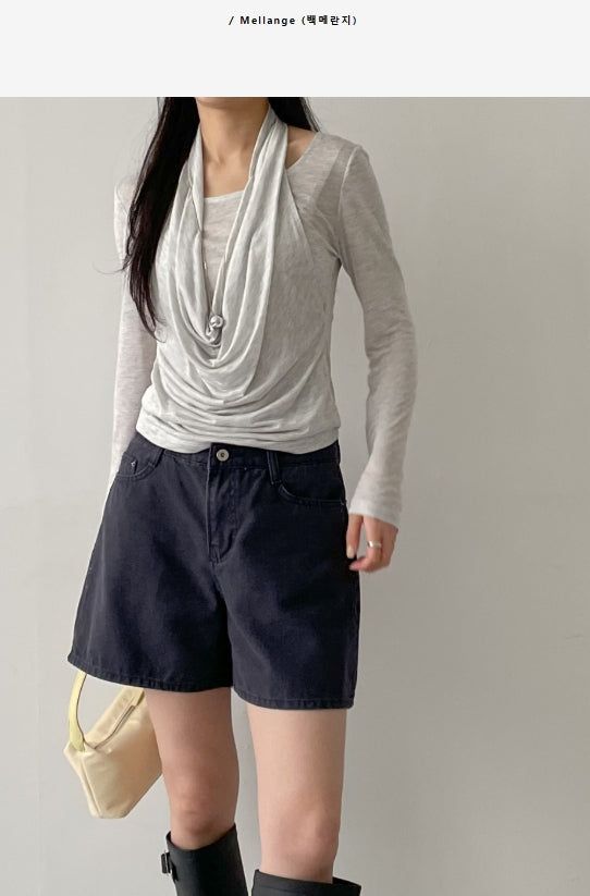 INCHANT ME(インチャントミー)の「Shirred halterneck layered T-shirt(Tops)」