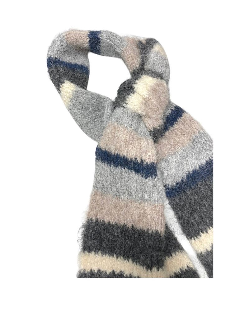 Phyton Mohair Wool Stripe Muffler 4C
