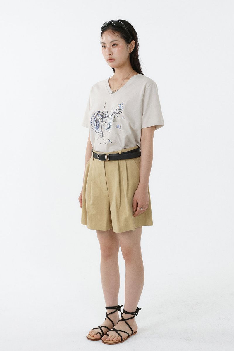 GALAXY V-NECK T-SHIRT_LIGHT BEIGE