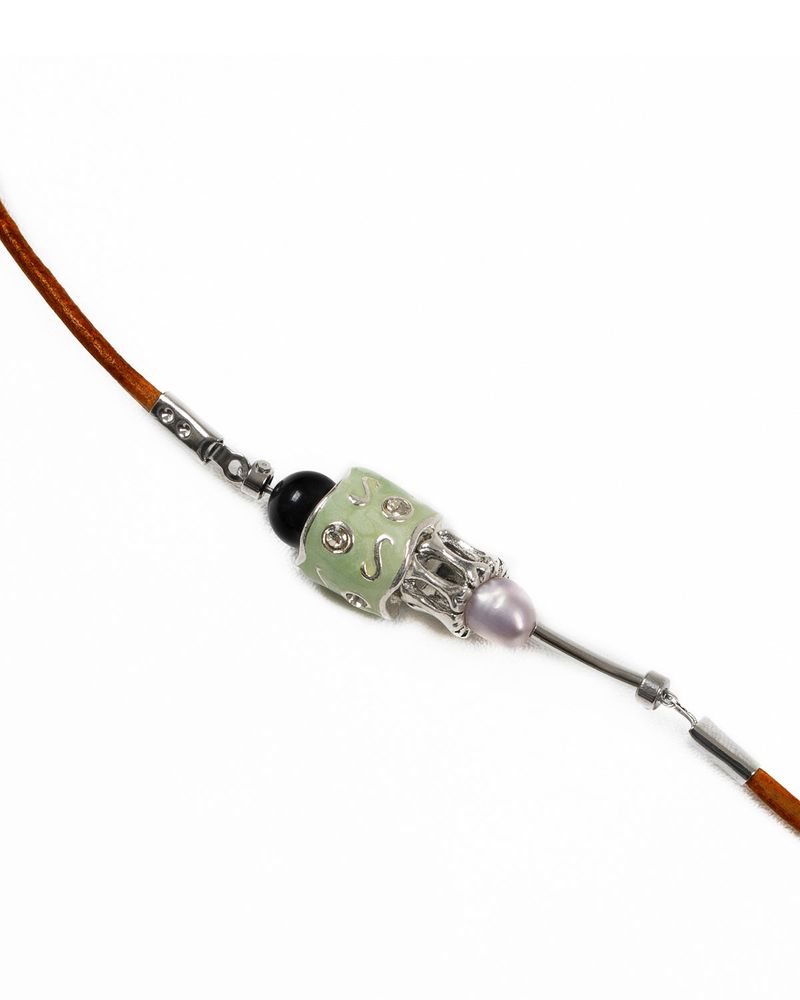 Stone Combi Bracelet - Barrel Loop _ BROWN