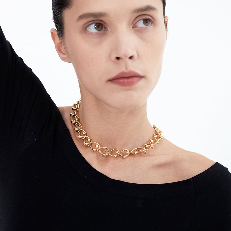 Tear Drop Chian Necklace_Gold