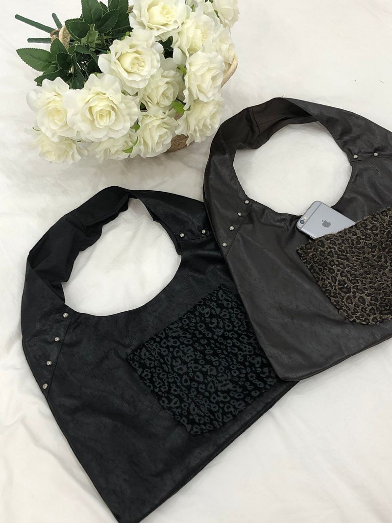 Vintage Pocket Leopard Fur Shoulder Bag